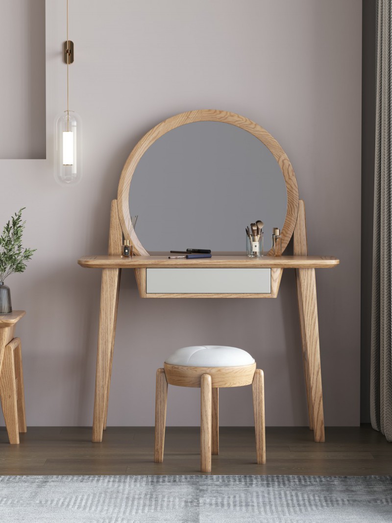 匠者白蠟?zāi)鞠盗屑揖撸篔D-610妝臺原木色