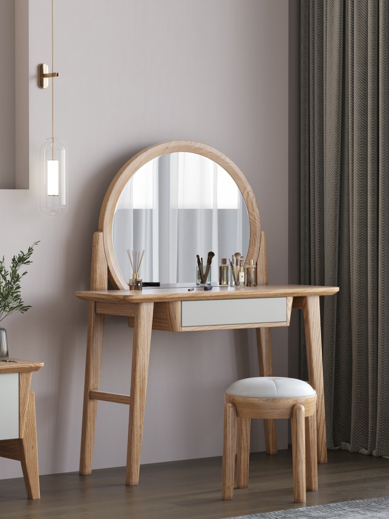 匠者白蠟?zāi)鞠盗屑揖撸篔D-610妝臺原木色