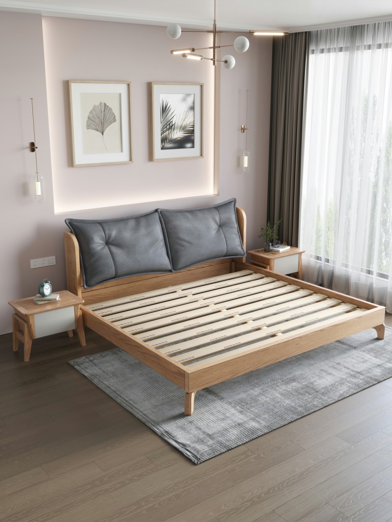 匠者白蠟木系列家具：JD-608床原木色