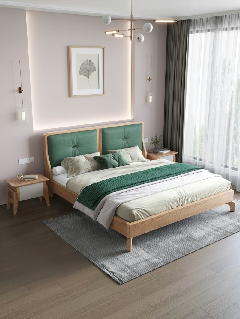 匠者白蠟木系列家具：JD-605床原木色