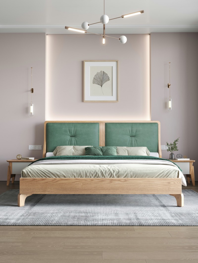 匠者白蠟木系列家具：JD-605床原木色