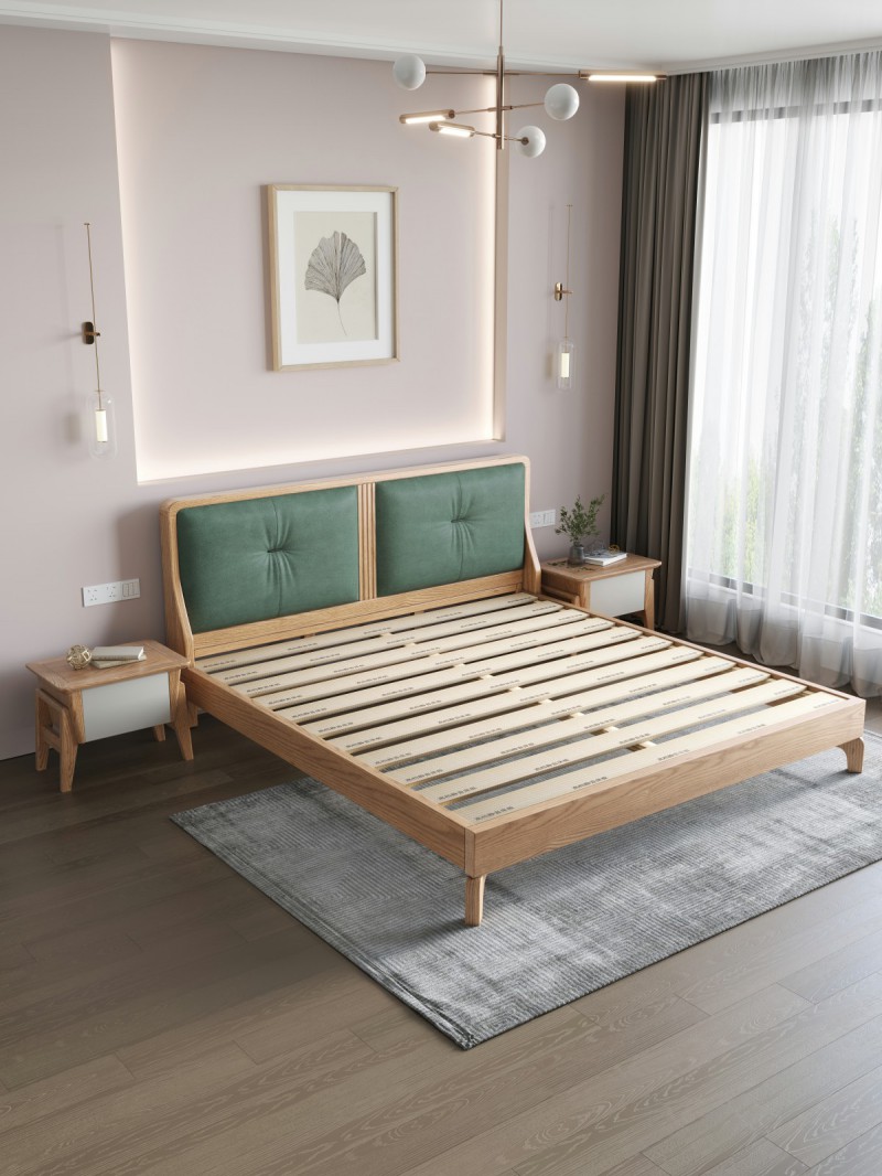 匠者白蠟木系列家具：JD-605床原木色