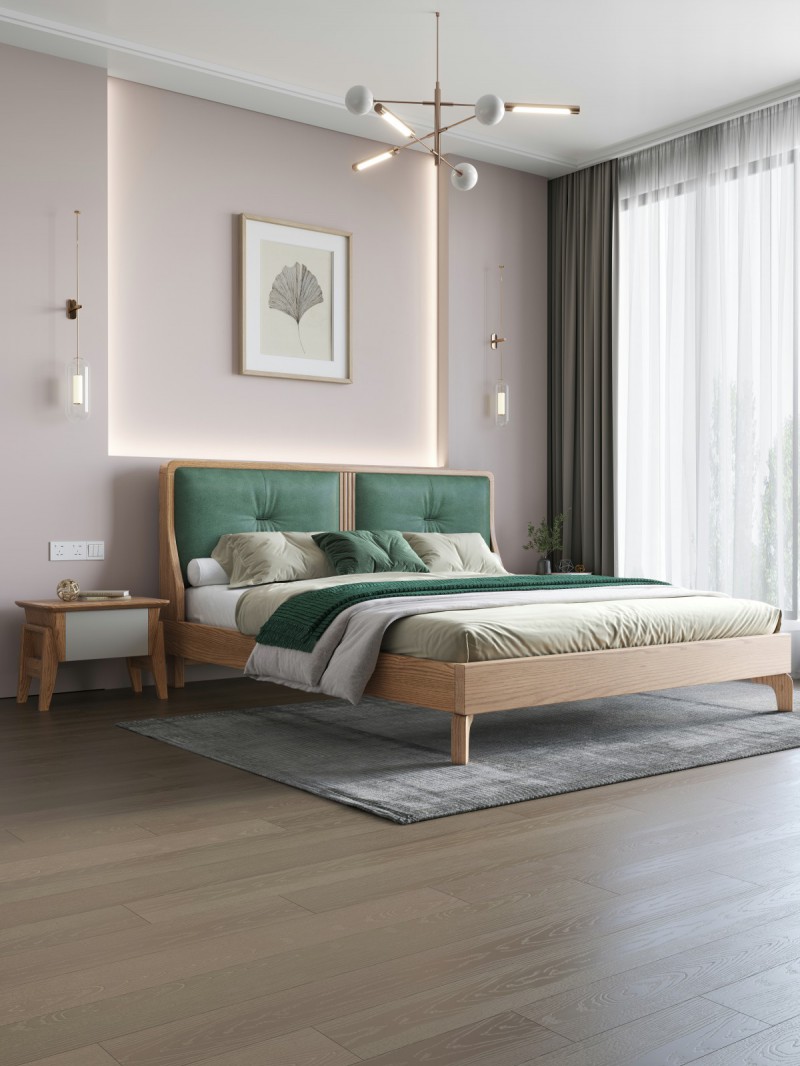 匠者白蠟木系列家具：JD-605床原木色