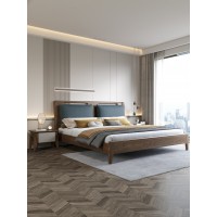 匠者白蠟木系列家具：JD-601床軟包款胡桃色