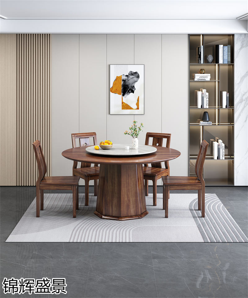 錦輝盛景現代實木風格烏金木家具