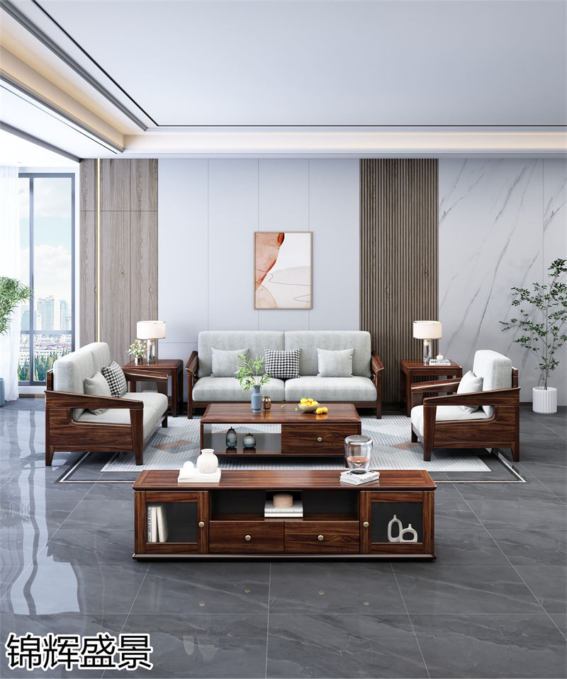 錦輝盛景現代實木風格烏金木家具