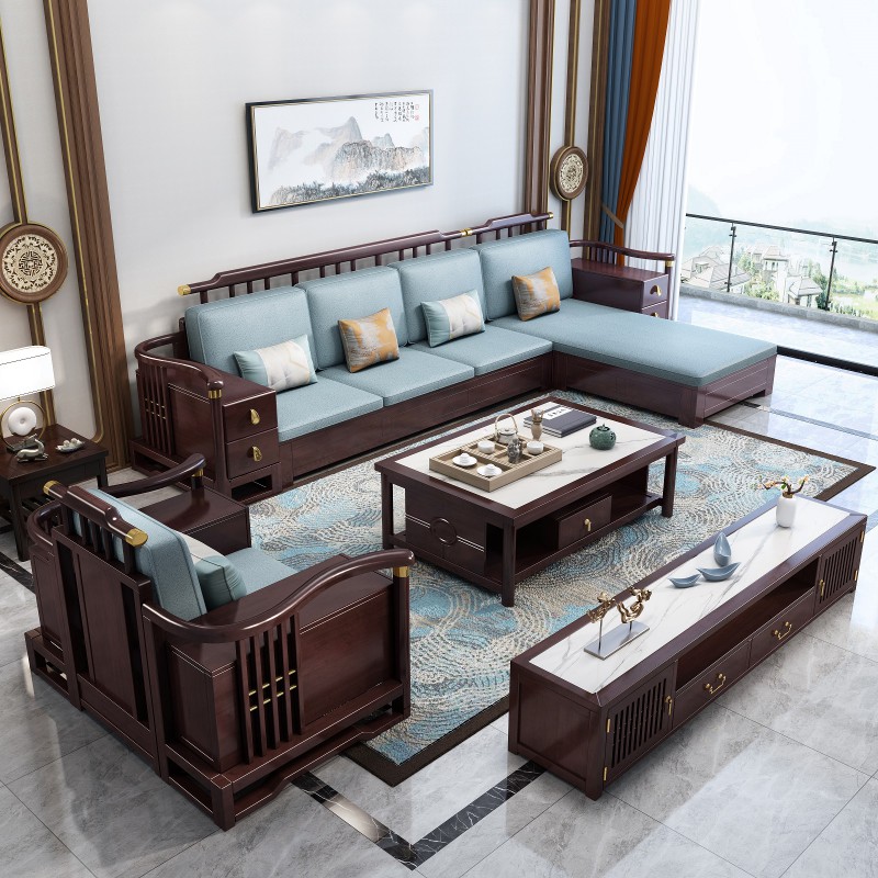 瑞聯新中式家具：809#高箱高靠沙發