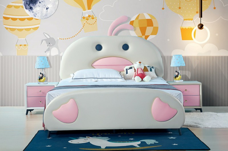 青少年兒童軟體床H28#（白+粉）