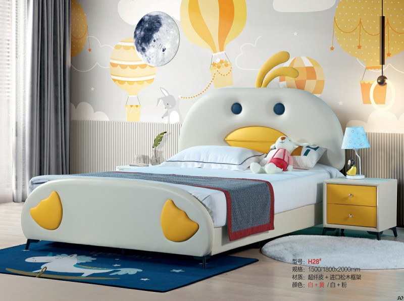 青少年兒童軟體床H28#（白+黃）