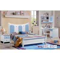 嘻哈年華青少年兒童實木床8005#（簡單快樂）藍白