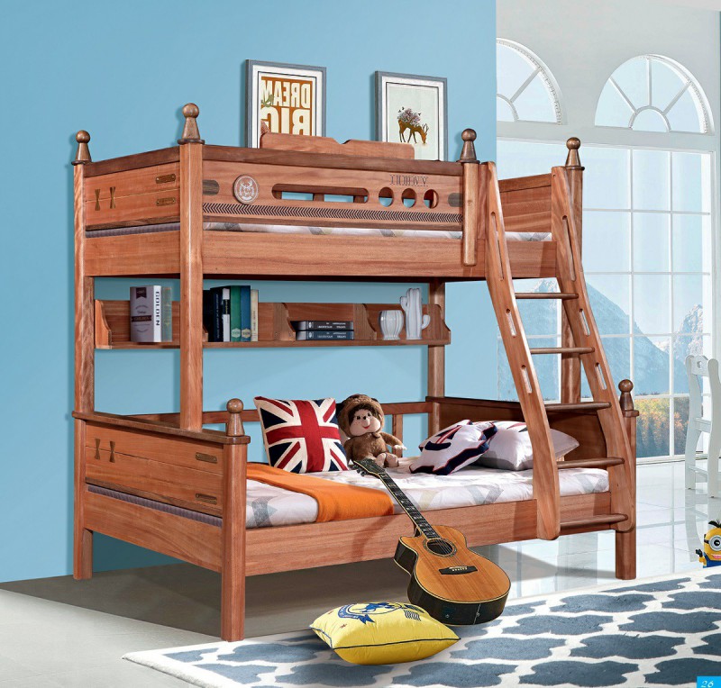 青少年兒童金絲檀木木蠟油工藝X03#子母床（圓盤）