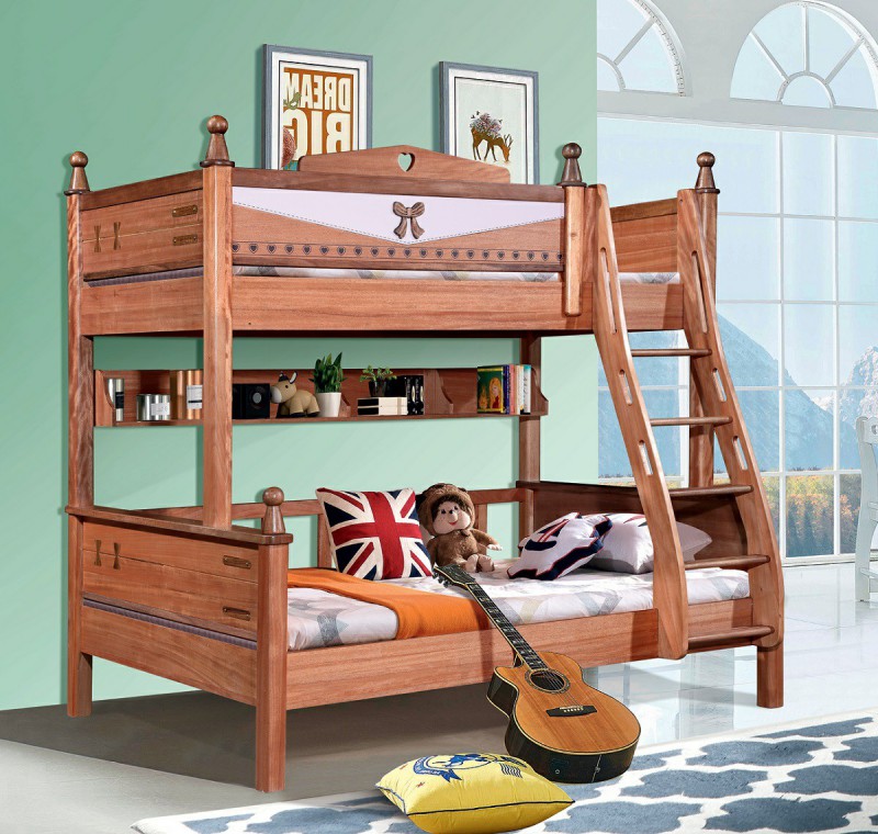 青少年兒童金絲檀木木蠟油工藝X02#子母床（蝴蝶）