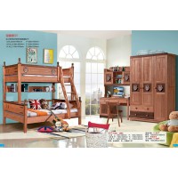 嘻哈年華青少年兒童金絲檀木木蠟油工藝X01#子母床（盾牌）