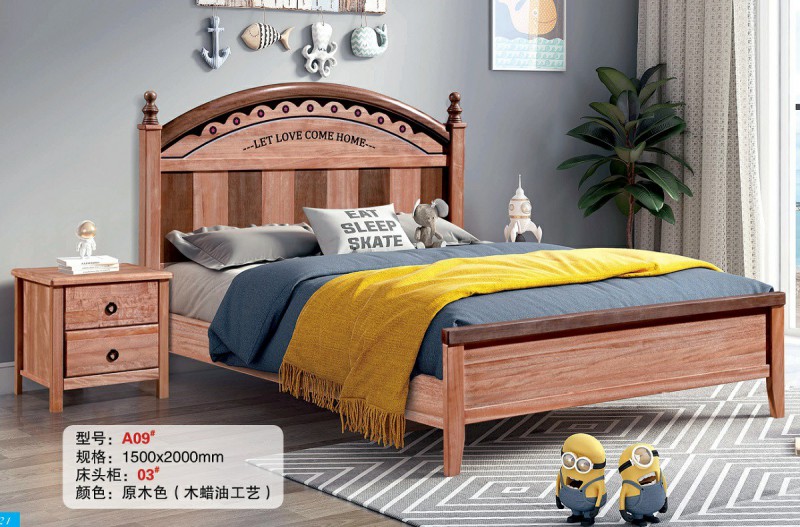 青少年兒童金絲檀木木蠟油工藝床A09#