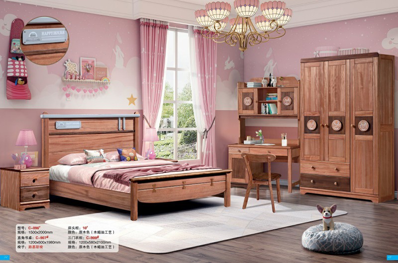 青少年兒童金絲檀木木蠟油工藝床C-096#