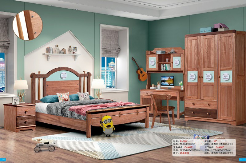 青少年兒童金絲檀木木蠟油工藝床C-095#