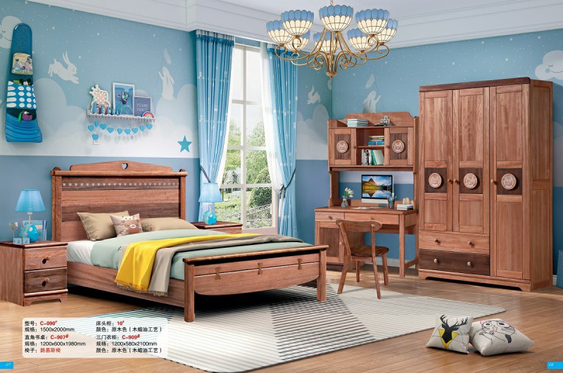 青少年兒童金絲檀木木蠟油工藝床C-090#