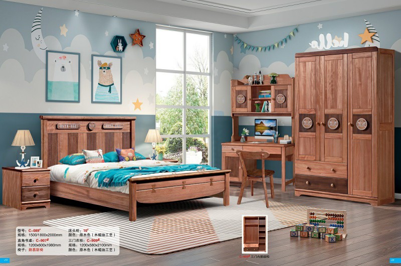 青少年兒童金絲檀木木蠟油工藝床C-089#