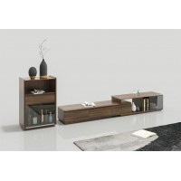 天倫雅樂現代極簡南美黑胡桃木家具：TV103電視柜、TV103邊柜