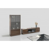 天倫雅樂現代極簡南美黑胡桃木家具：TV101-18電視柜、HG101-J酒柜