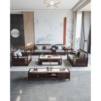 阿姆雷特新中式金絲檀木HT89沙發(fā)加茶水柜