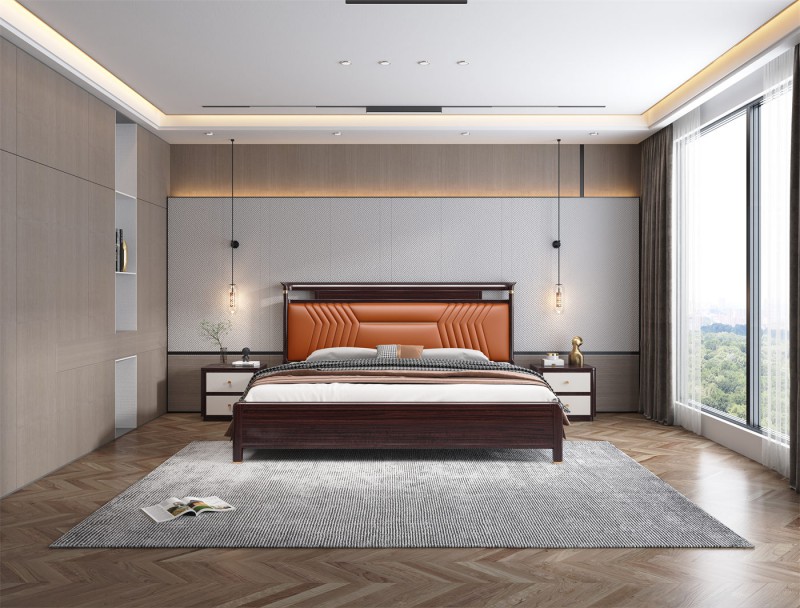 阿姆雷特新中式金絲檀木HT69床