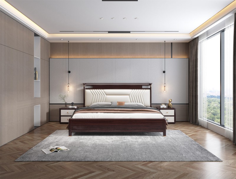 阿姆雷特新中式金絲檀木HT69床