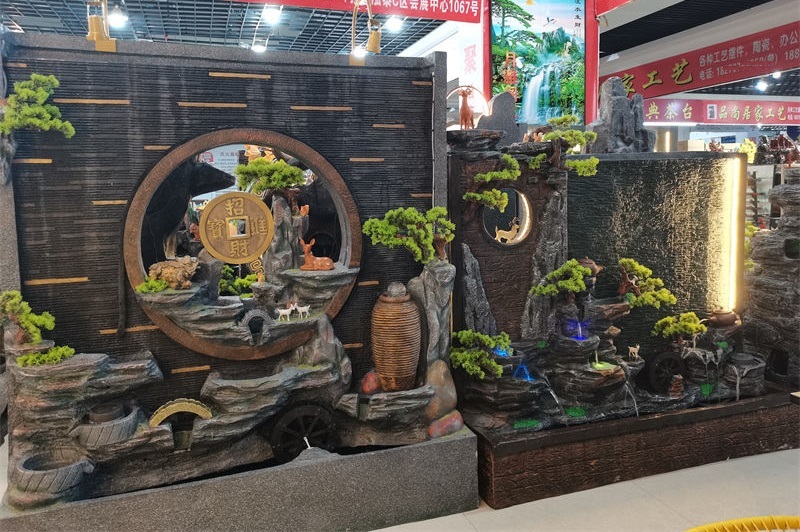 南康風水家居擺件,江西樹脂開業擺件批發,贛州假山流水擺件定制