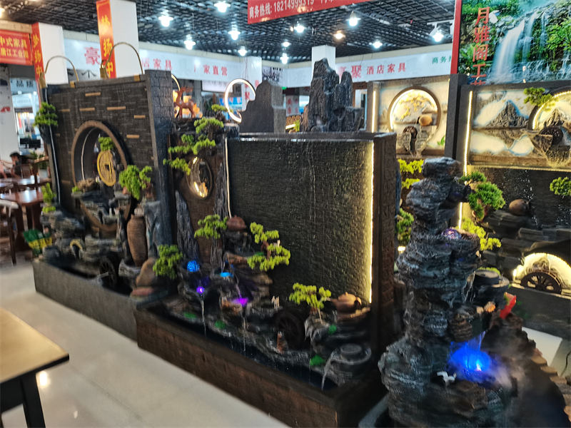南康風水家居擺件,江西樹脂開業擺件批發,贛州假山流水擺件定制