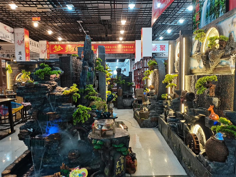 南康風水家居擺件,江西樹脂開業擺件批發,贛州假山流水擺件定制