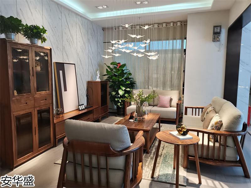 安華盛 現代極簡風格烏金木家具展廳實拍