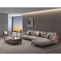 木來客現(xiàn)代輕奢極簡黑胡桃木家具：2W12轉(zhuǎn)角沙發(fā)2+2+貴