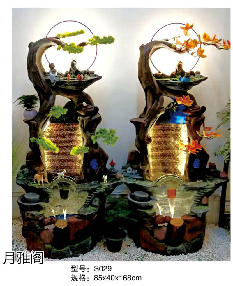 南康風水家居擺件,江西樹脂開業擺件批發,贛州假山流水擺件定制