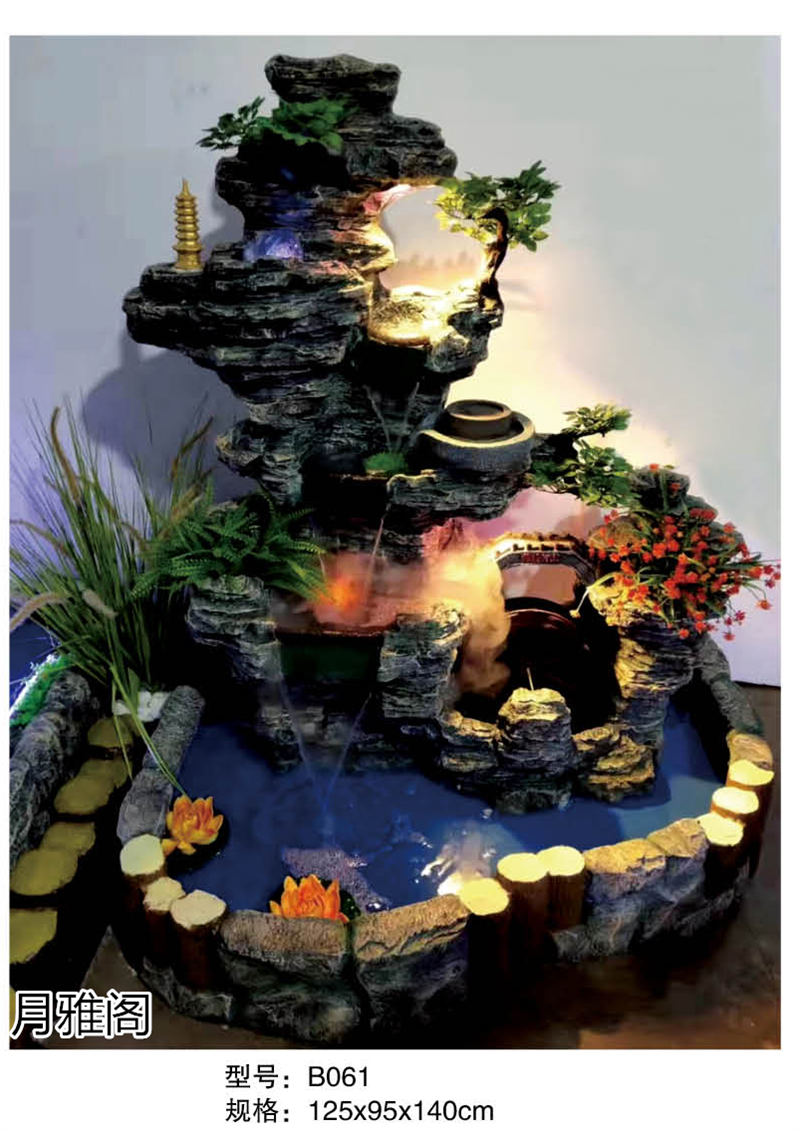 南康風水家居擺件,江西樹脂開業擺件批發,贛州假山流水擺件定制