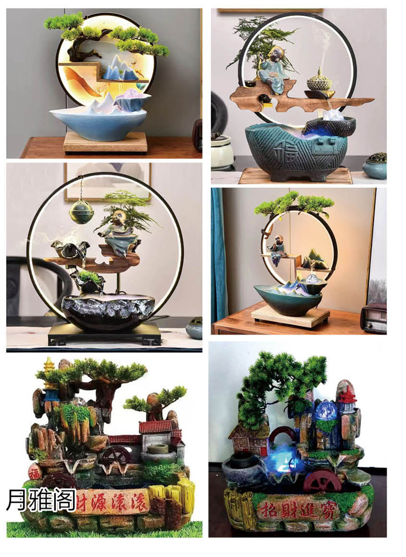 南康風水家居擺件,江西樹脂開業擺件批發,贛州假山流水擺件定制