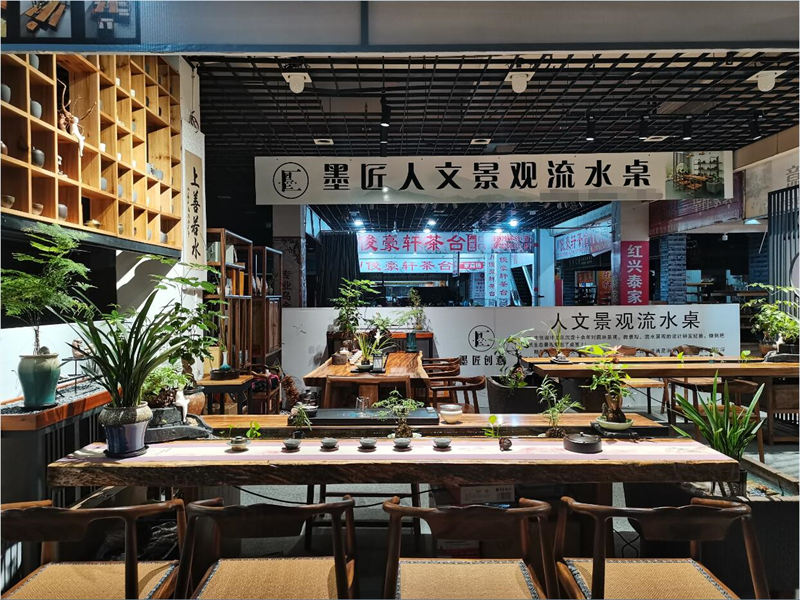 墨匠創意 人文景觀流水茶桌展廳實拍