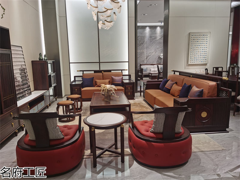 名府工匠風雅薈國潮新中式黑檀木家具展廳實拍