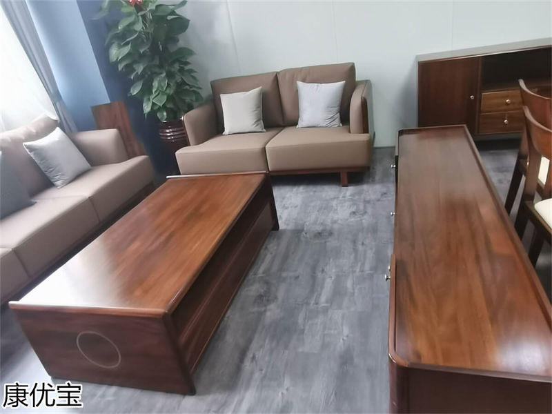 康優(yōu)寶輕奢新中式胡桃木家具工廠展廳實拍