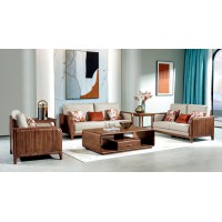 盛唐盛景·慕格意式簡奢南美胡桃木M6006沙發1+2+3、M6102長茶幾、M6202方角幾
