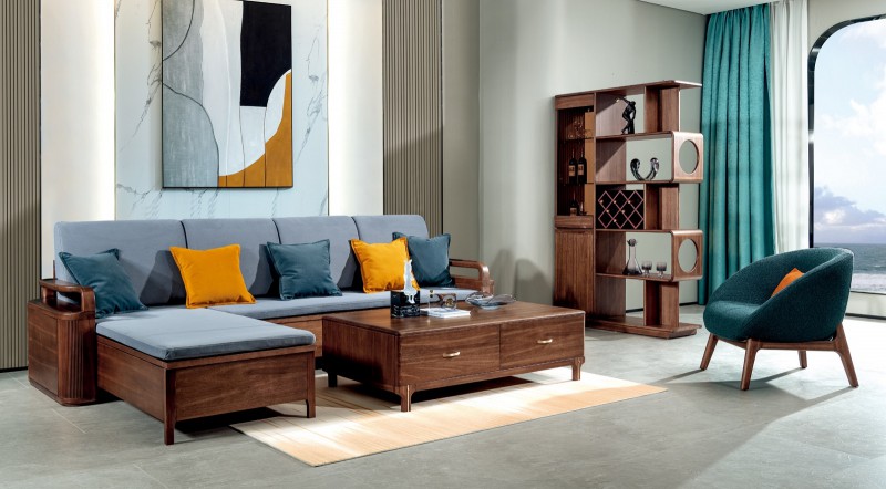 M6003轉角沙發、M6103長茶幾、M8401間廳柜、M6403休閑椅