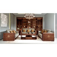 盛唐盛景·慕格意式簡奢南美胡桃木M6002沙發1+2+3、M6102長茶幾、M6201方角幾、M6401休閑幾