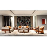 盛唐盛景·慕格意式簡奢南美胡桃木M6001沙發1+2+3、M6101組合茶幾、M6201方角幾、M6402休閑椅、M6401休閑幾