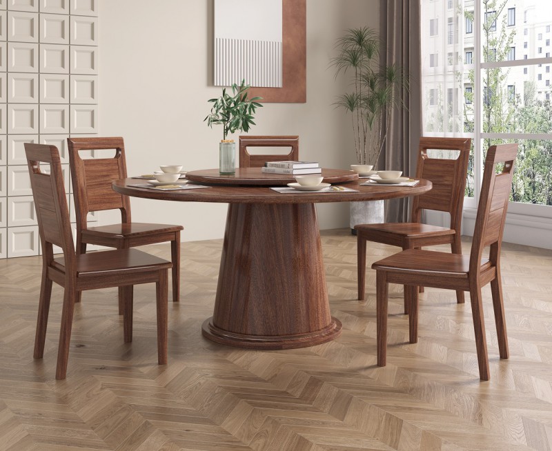 木匠空間現代簡約實木圓臺CZ06#、餐椅CY02#