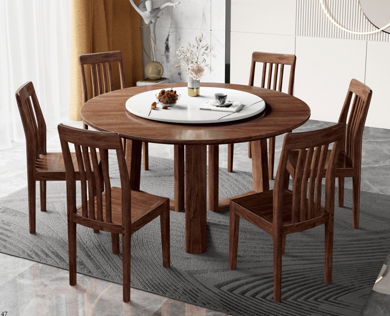 木匠空間現代簡約實木圓臺CZ08#、餐椅CY08#