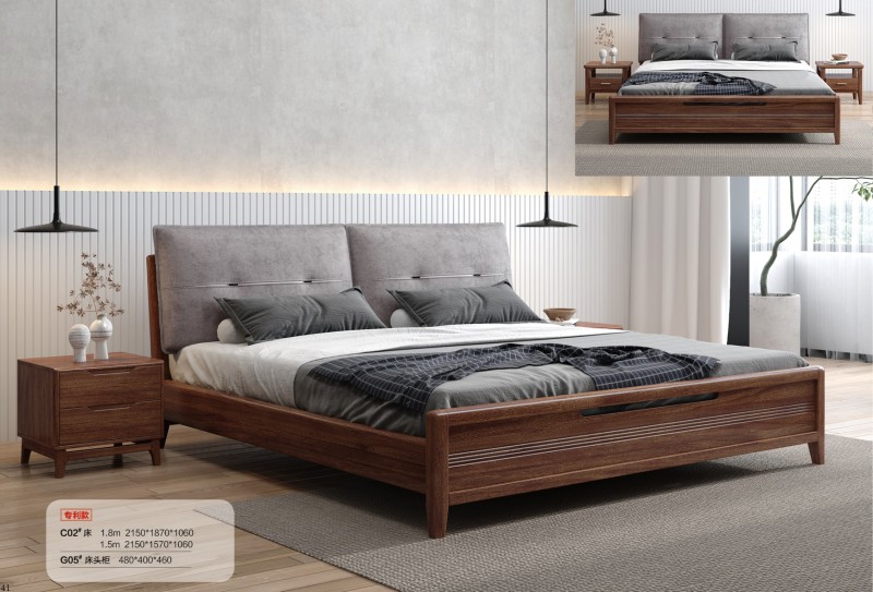 木匠空間現代簡約實木床C02#