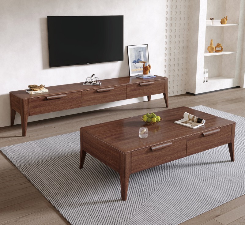 木匠空間現(xiàn)代簡約實(shí)木電視柜DS13#、茶幾CJ13#