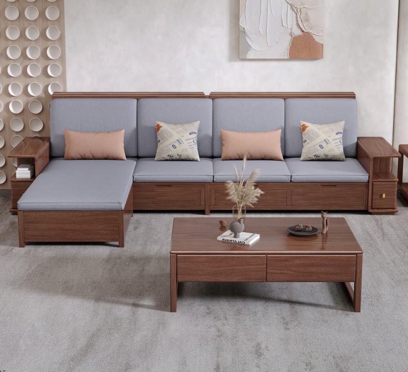 木匠空間現代簡約實木轉角沙發805#