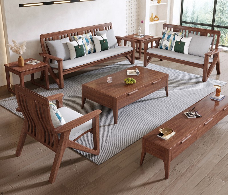 木匠空間現代簡約實木沙發801#