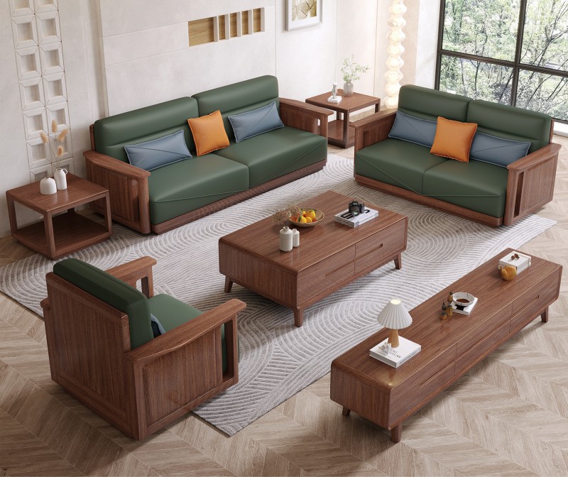 木匠空間現(xiàn)代簡約實(shí)木沙發(fā)808#