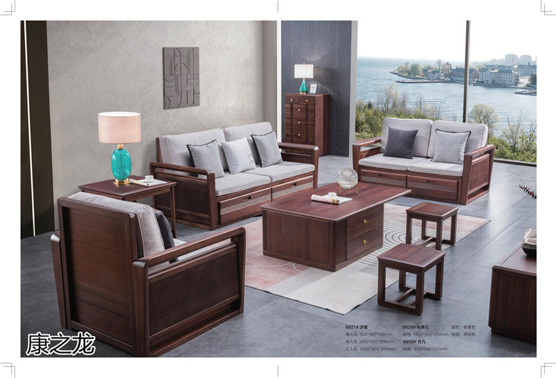 康之龍現代輕奢黑胡桃木家具